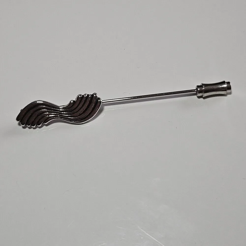 Sarah Coventry Swirl Silver Tone Lapel Stick Pin Vintage Signed
